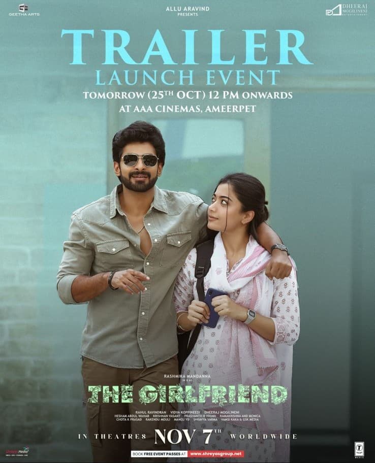 “ది గర్ల్‌ఫ్రెండ్” ఫీవర్ మొదలైంది!-భావోద్వేగాల పండుగకు రెడీ అవ్వండి.