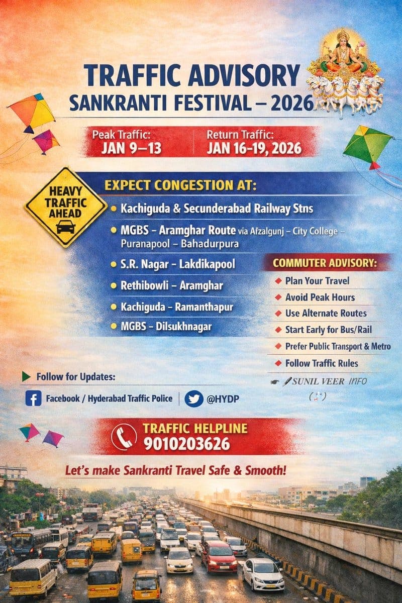 సంక్రాంతి రద్దీ...హైదరాబాద్ ట్రాఫిక్ పోలీసుల హెచ్చరిక