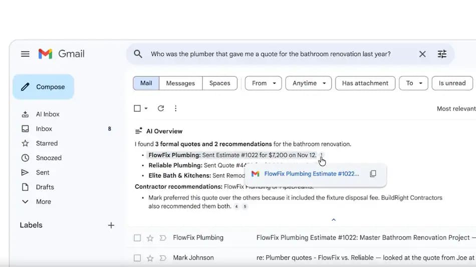 గూగుల్ జీమెయిల్‌లో AI ఆధారిత ఫీచర్ల విస్తరణ