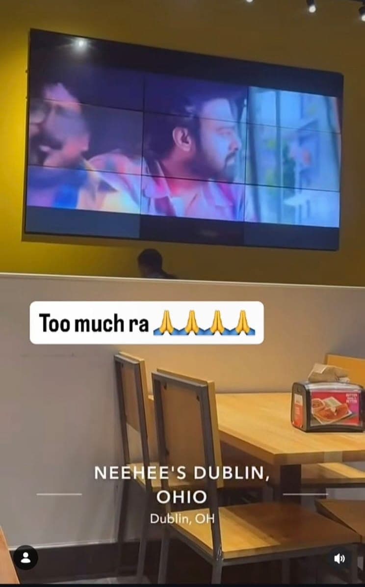 అమెరికా రెస్టారెంట్ లో  రాజా సాబ్ మూవీ.. 