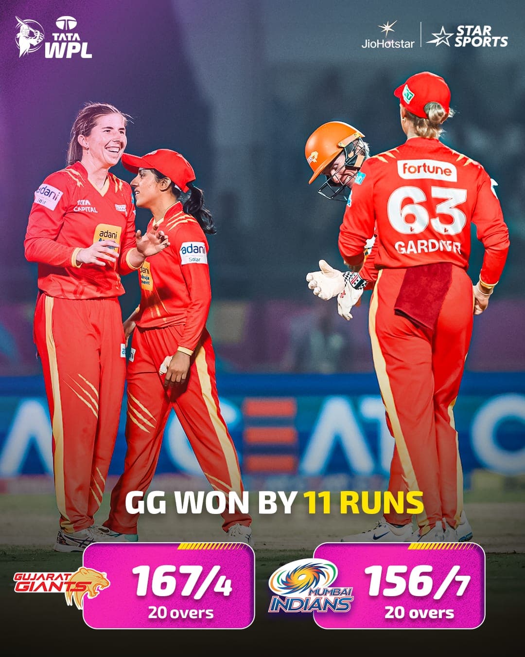 WPL: ముంబై ఇండియన్స్ పై గుజరాత్ జెయింట్స్ విజయం